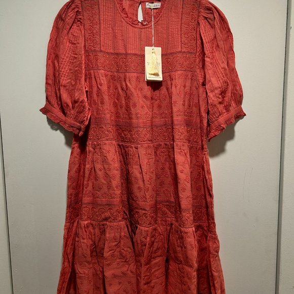Doen Dresses & Skirts - DÔEN Nerine embroidered tiered cotton-voile mini dress size MEDIUM